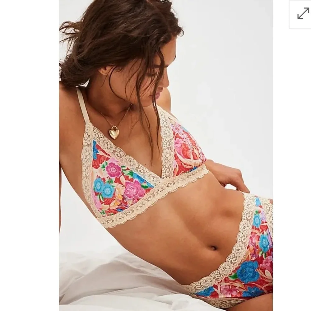 Spell & The Gypsy Floral Garden Lace Bralette & Panty Lingerie Set Women's Small